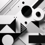 3D abstract design background: black-and-white geometric shapes