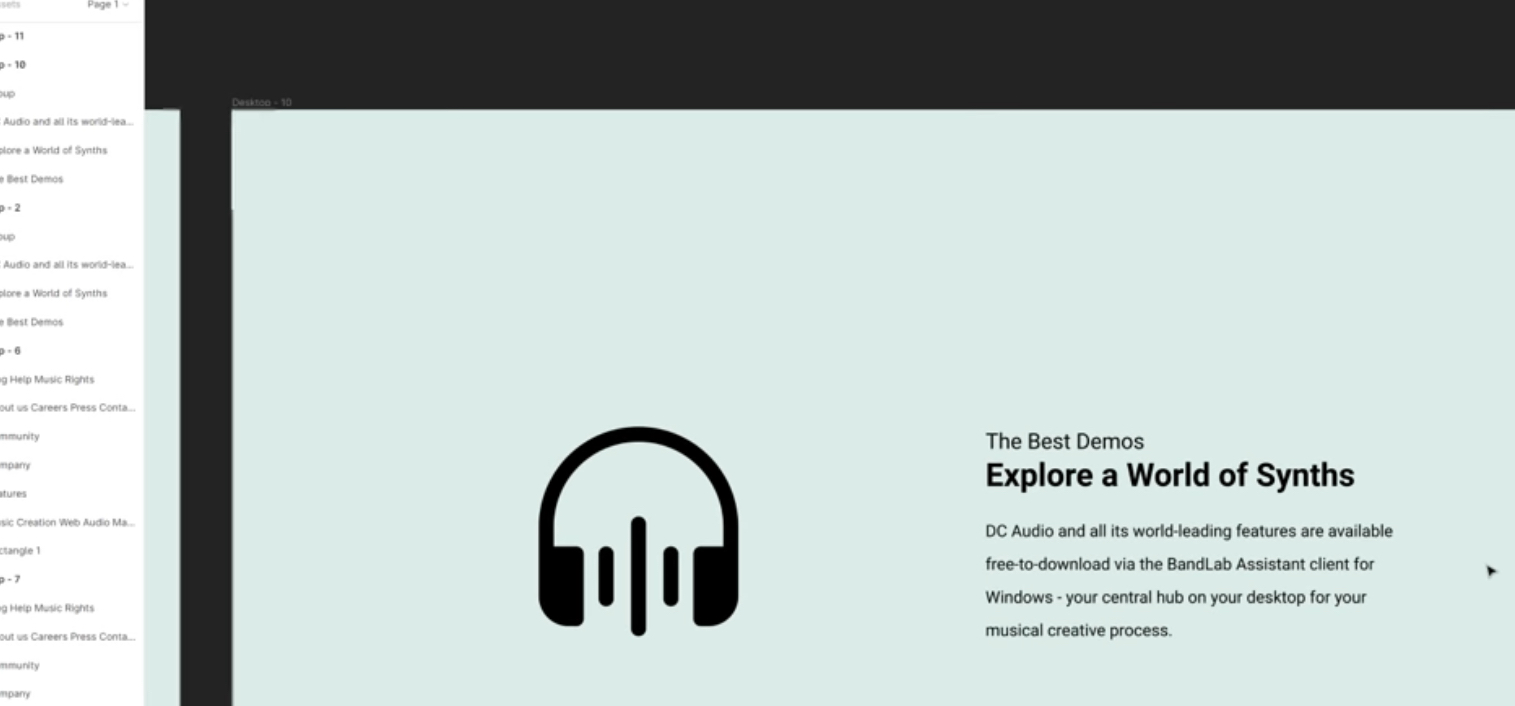 Part of a digital audio workstation (DAW) website page displaying a menu with options such as "Explore a World of Synths"