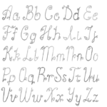 Elegant cursive alphabet with upper and lowercase letters in a sketch style