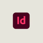 The logo of Adobe InDesign is depicted on a pale background