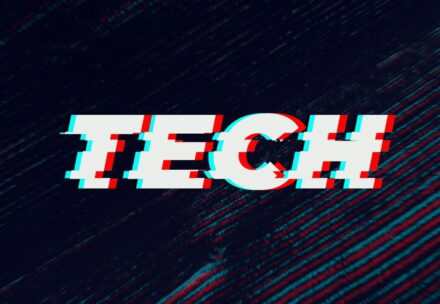 Tech Glitch Typography on Black Background