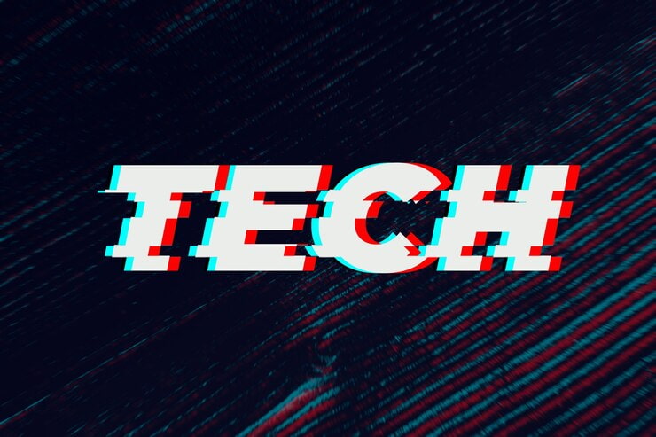 Tech Glitch Typography on Black Background