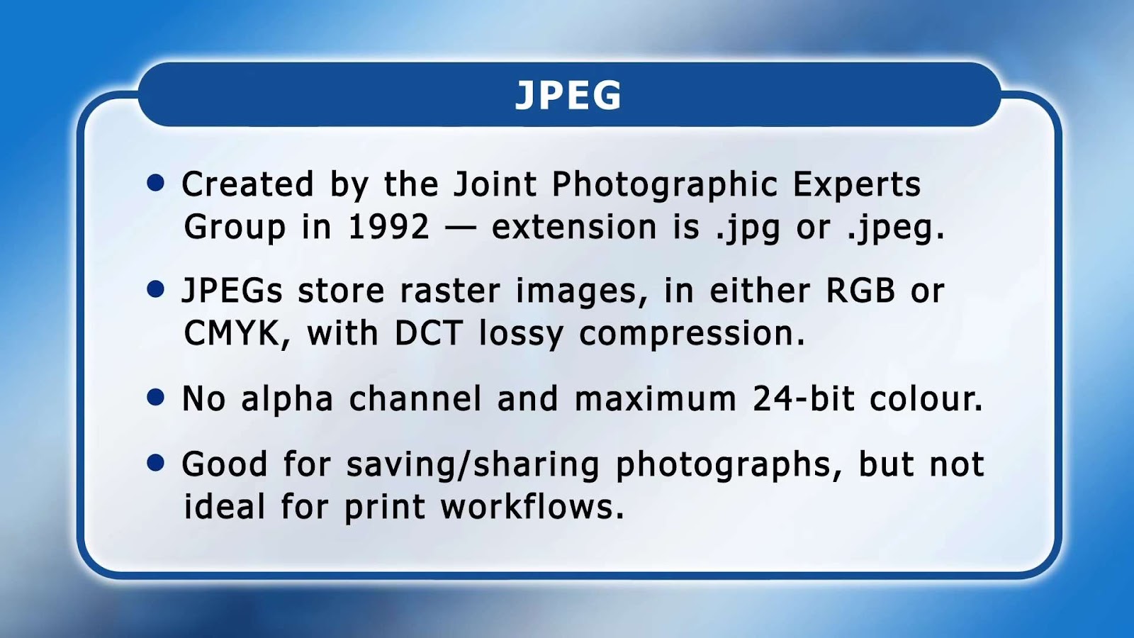 Definition of JPEG image format