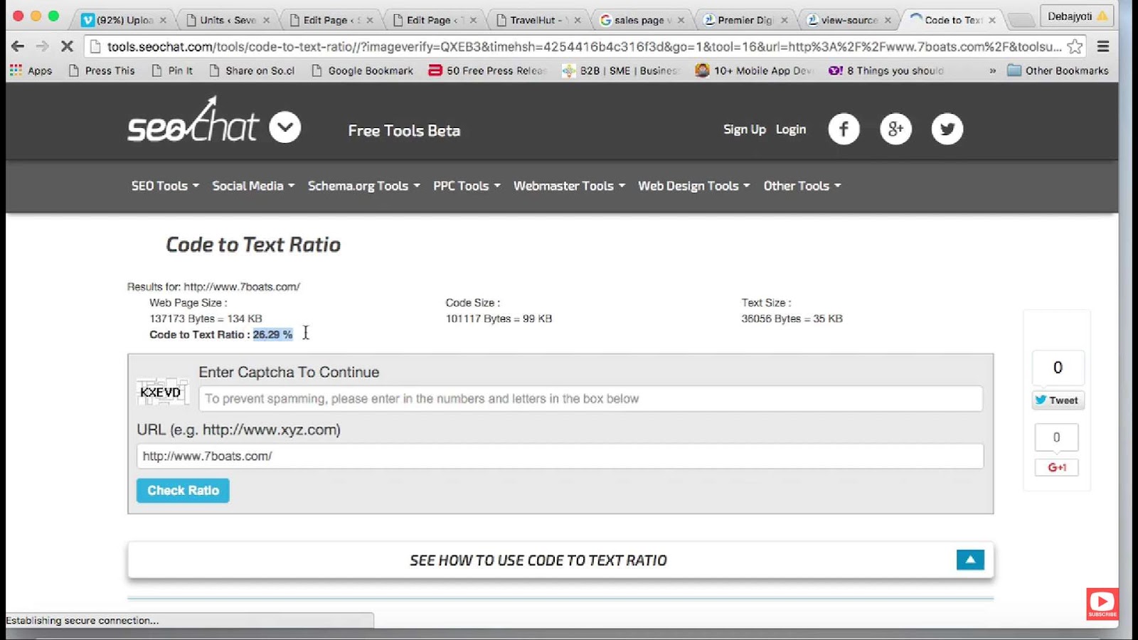 Process of using code to text ratio