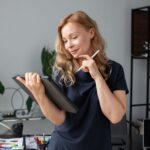 Female designer working on a graphic tablet