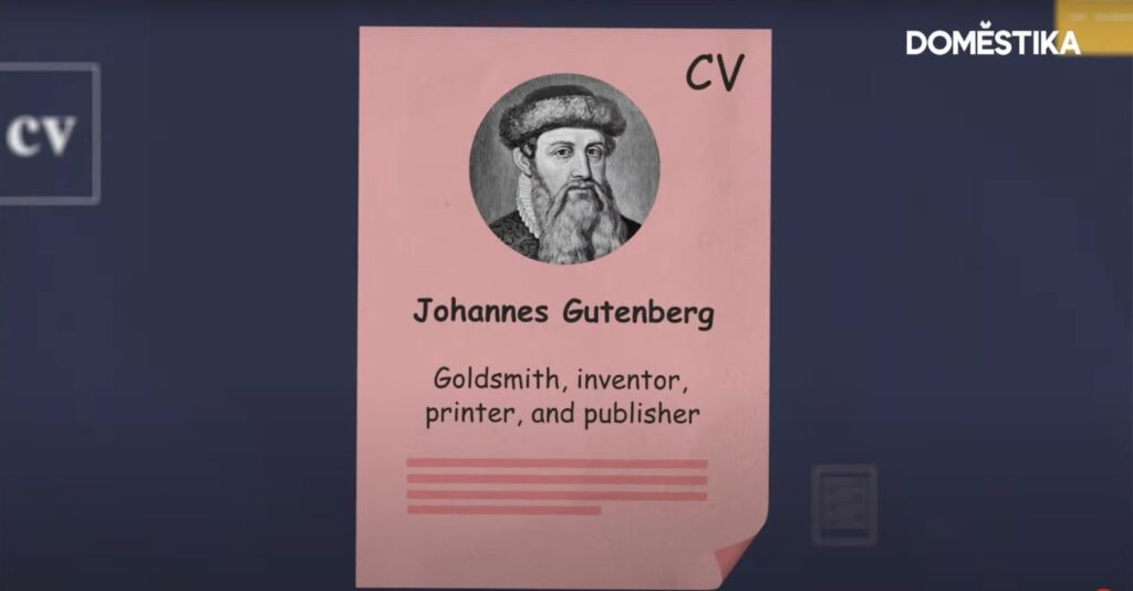 Portrait of Johannes Gutenberg on a sticker