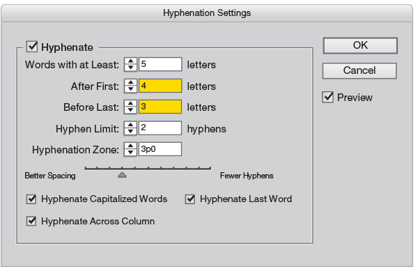 Adobe InDesign text balancing window