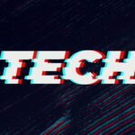 Tech Glitch Typography on Black Background