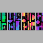 Geometric Shape Posters on Gray Wall