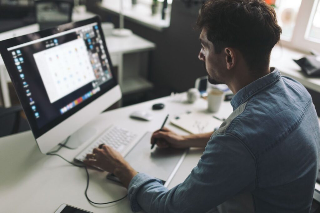 Graphic designer working in office