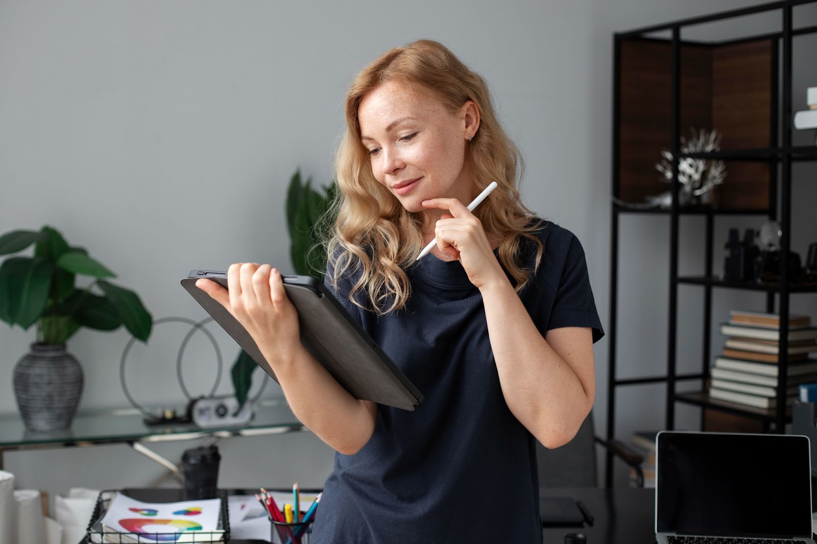 Female designer working on a graphic tablet